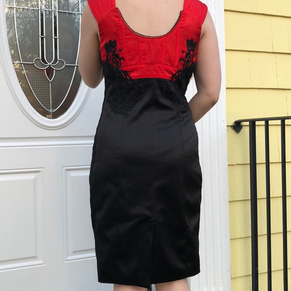 Karen Millen 4 red/black corseted midi dress - Picture 3 of 7